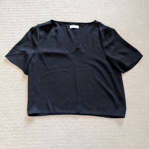 Black V-Neck Babaton Short Sleeve Blouse